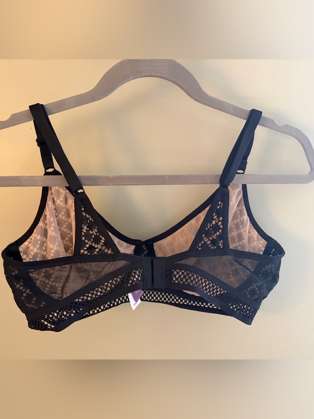 Adore Me Black Lace Overlay Bralette with Nude Lining - Picture 2 of 3